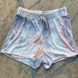 Tie dye flowy shorts sz M purple pink white